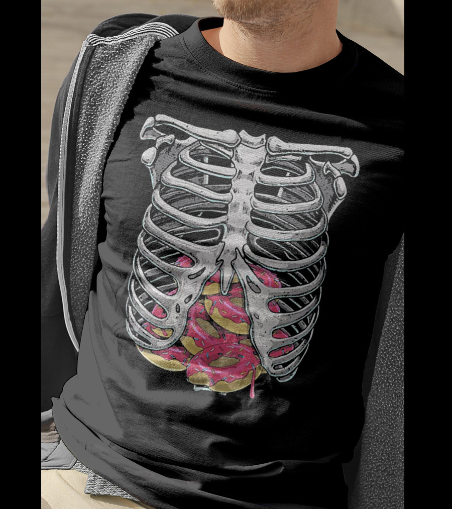 Doughnut Skeleton Rib Cage Halloween Cosplay T-Shirt