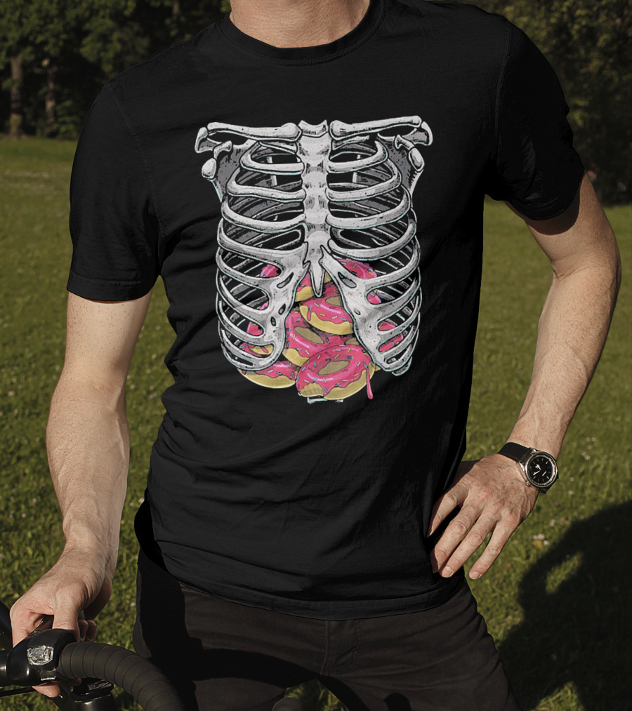 Doughnut Skeleton Rib Cage Halloween Cosplay T-Shirt