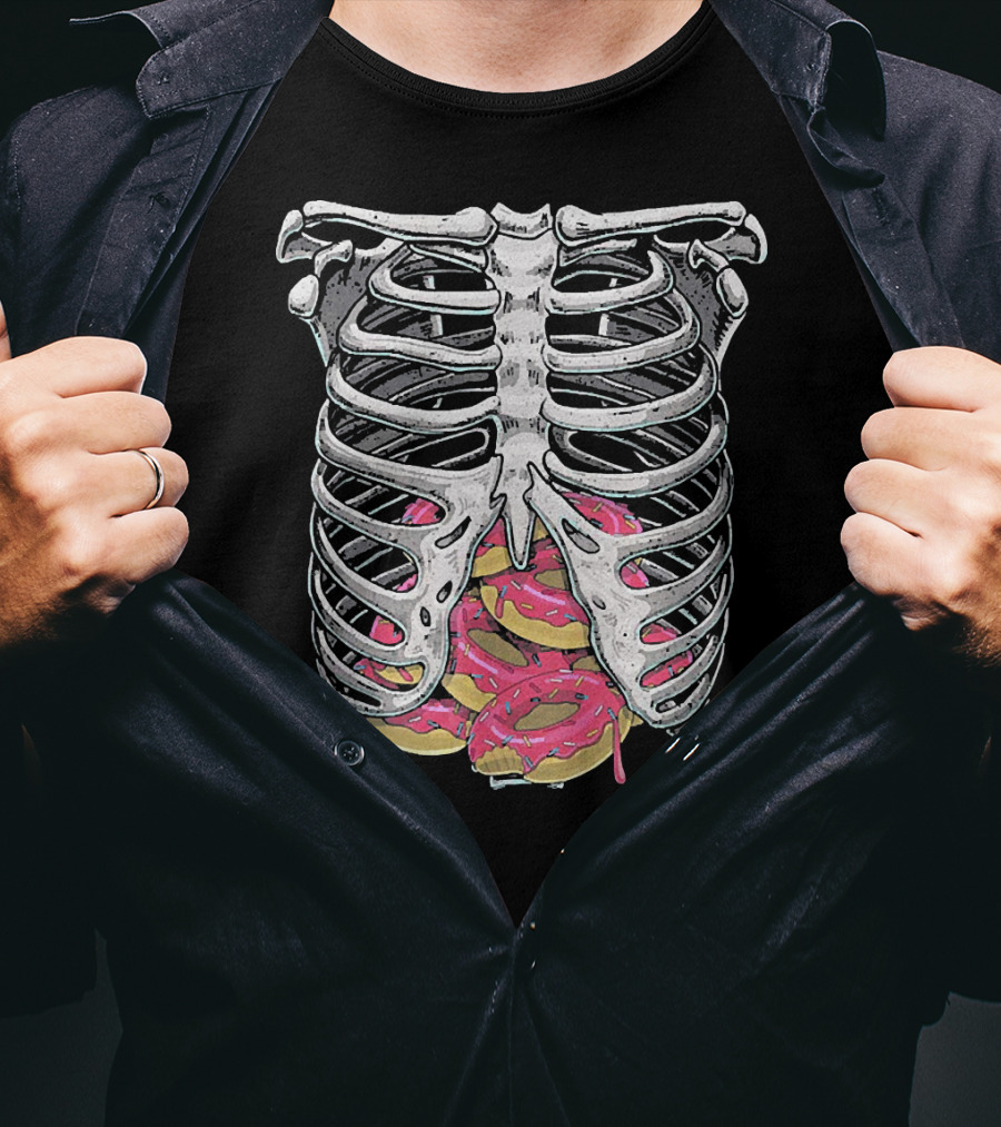 Doughnut Skeleton Rib Cage Halloween Cosplay T-Shirt