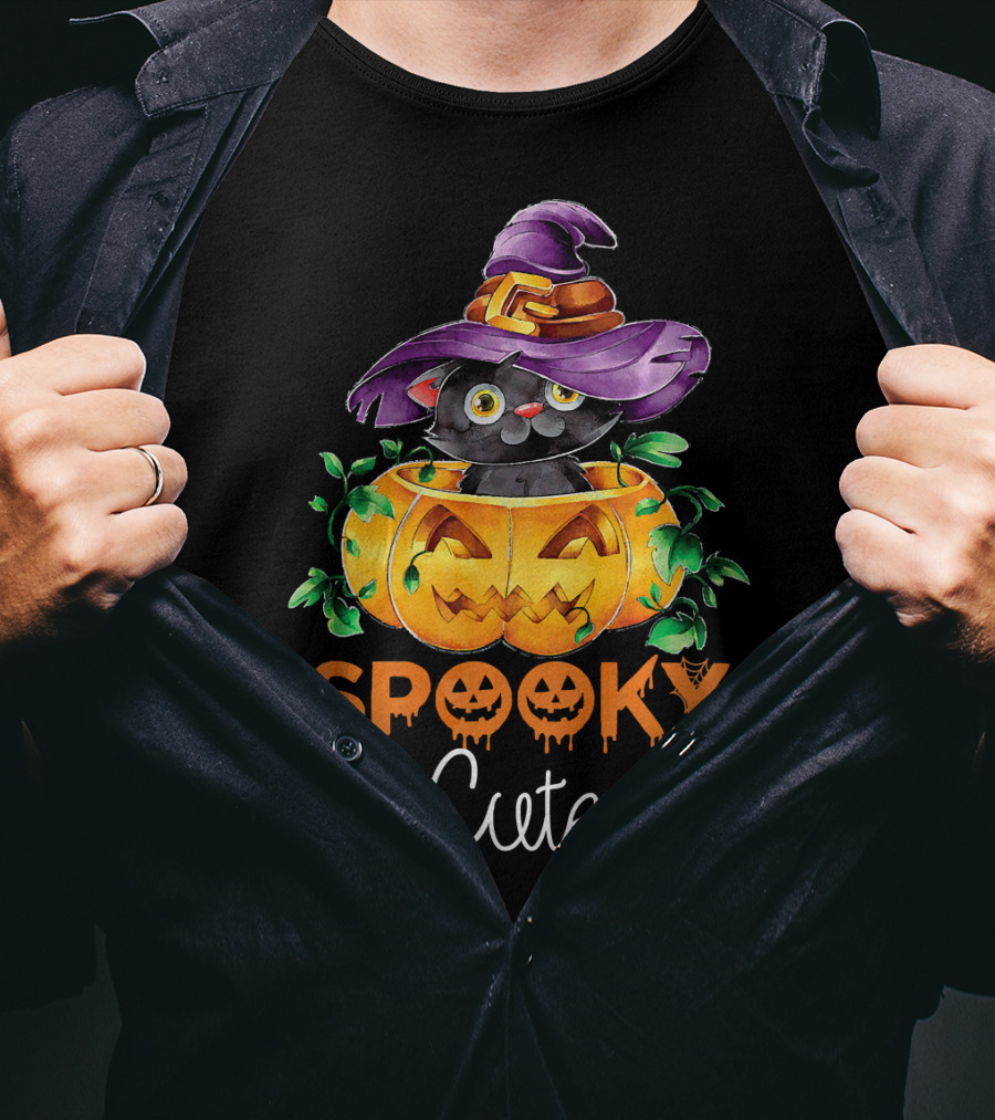 Spooky Cute Halloween Kitten In Pumpkin T-Shirt