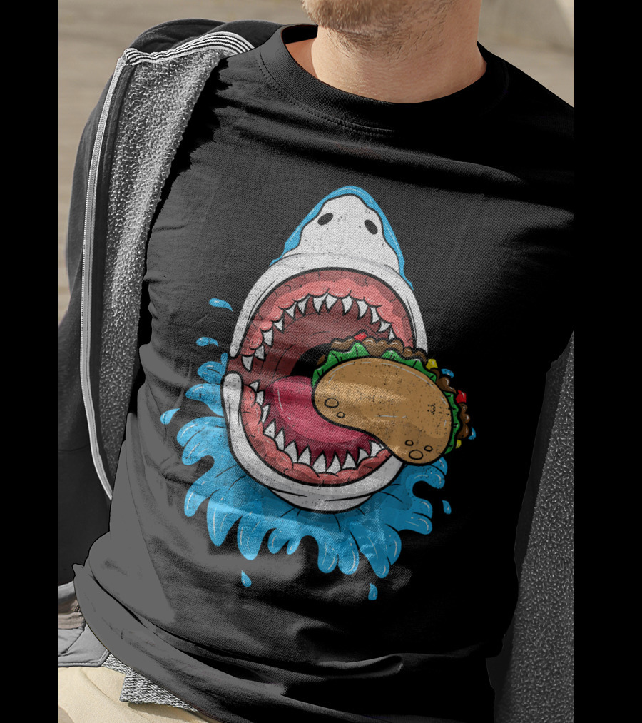 Halloween Shark Eating Taco Mexica Splash T-Shirt