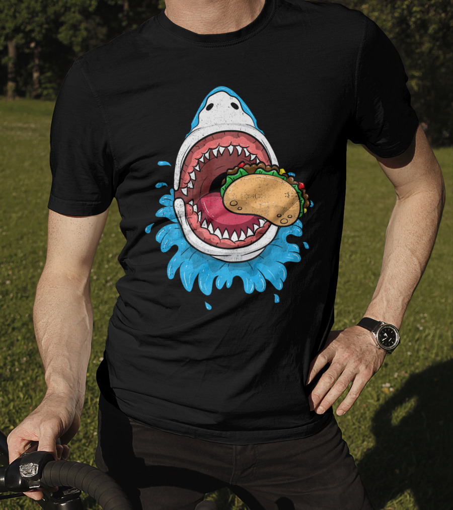 Halloween Shark Eating Taco Mexica Splash T-Shirt