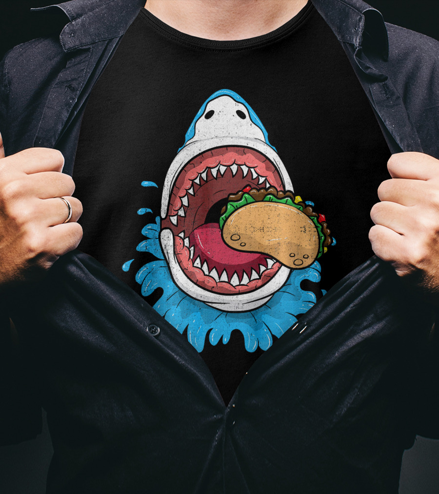Halloween Shark Eating Taco Mexica Splash T-Shirt