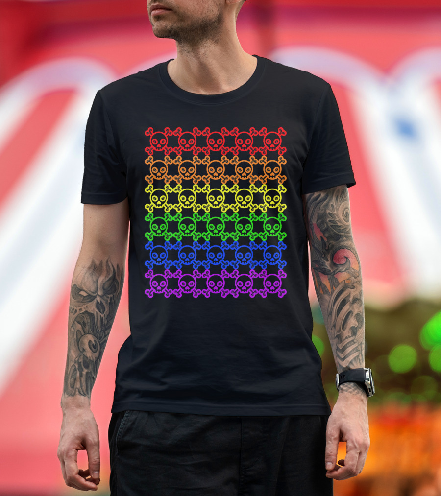 Rainbow Gay Pride Skull and Crossbones T-Shirt