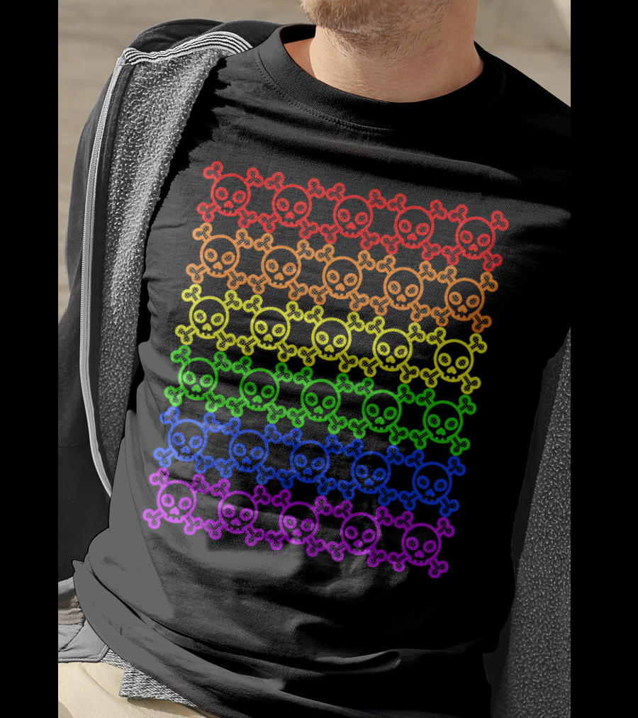 Rainbow Gay Pride Skull And Crossbones T-Shirt