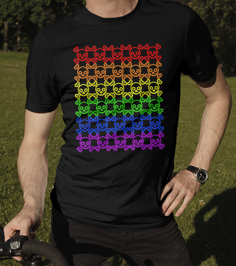 Rainbow Gay Pride Skull And Crossbones T-Shirt