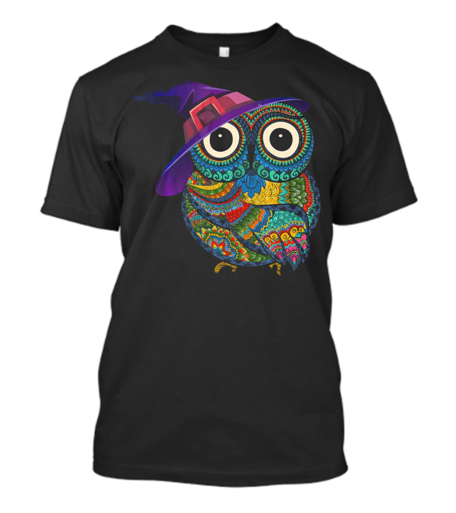 Colorful Owl With Witch Hat In Halloween Costume Fun T-Shirt