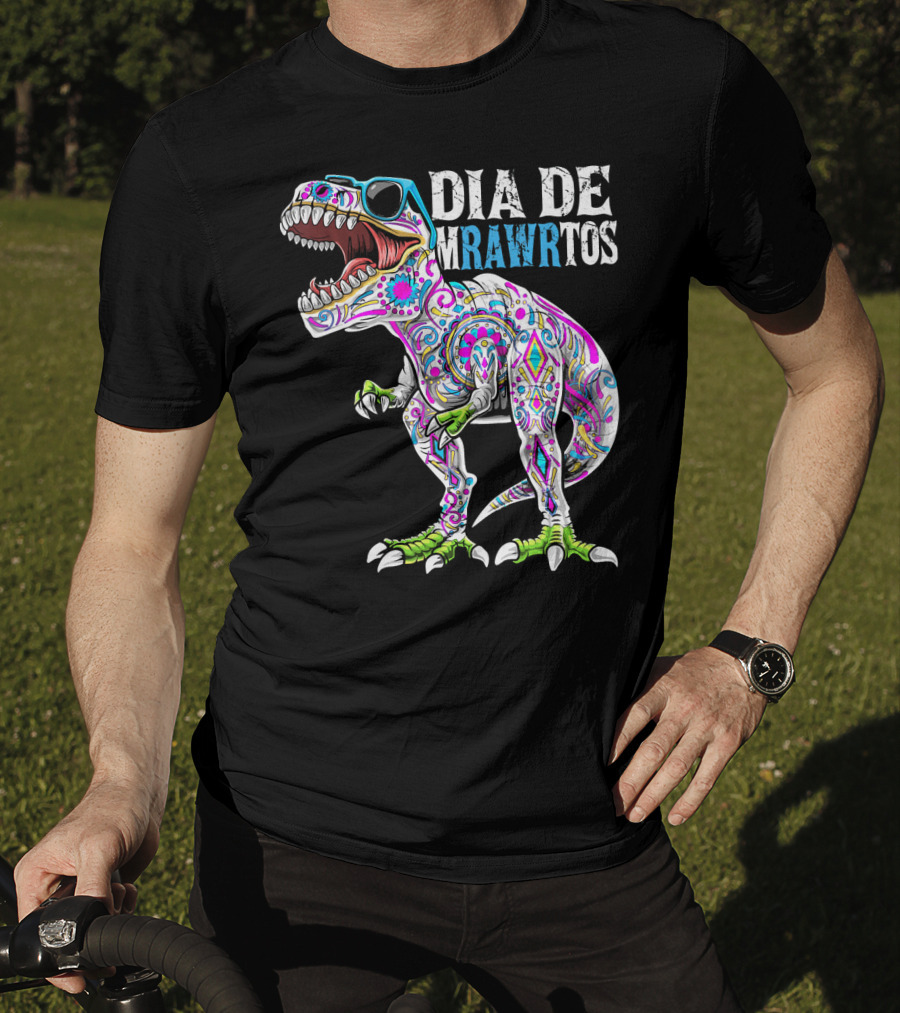 Dia De Mrawrtos Dinosaur Sugarskull T-Shirt