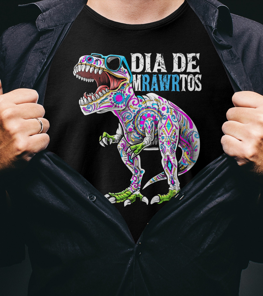 Dia De Mrawrtos Dinosaur Sugarskull T-Shirt
