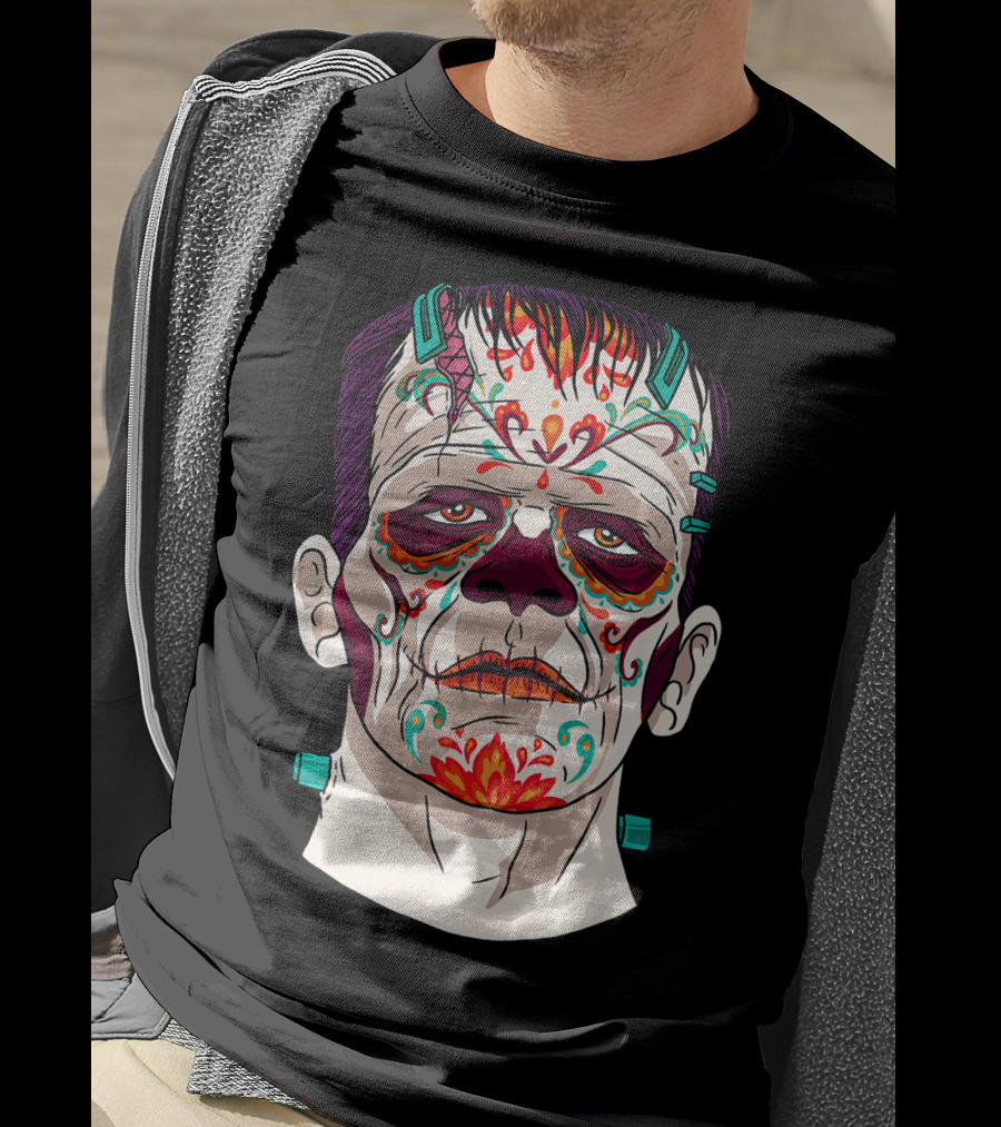 Frankenstein Catrina Sugar Skull Horror T-Shirt