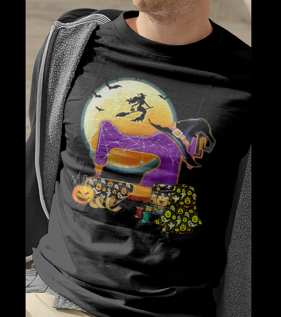 Halloween Sewing Machine Witch Spooky Love T-Shirt