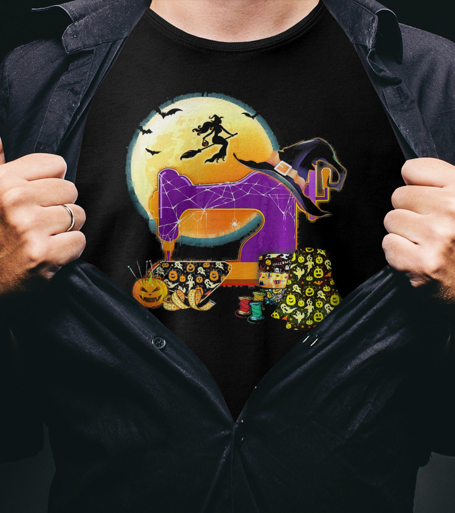 Halloween Sewing Machine Witch Spooky Love T-Shirt