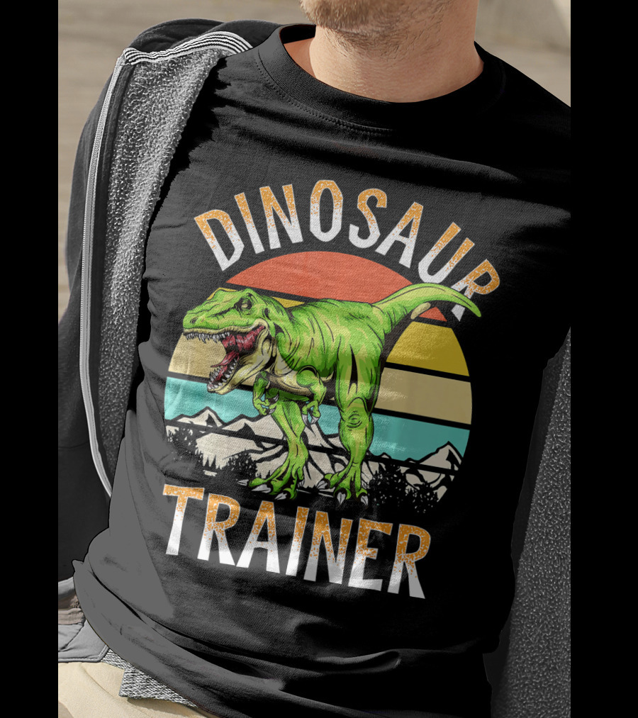 Dinosaur Trainer T-Rex Sunset Mountains T-Shirt
