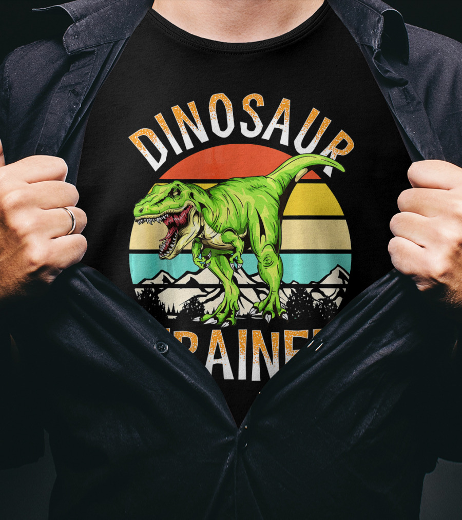 Dinosaur Trainer T-Rex Sunset Mountains T-Shirt