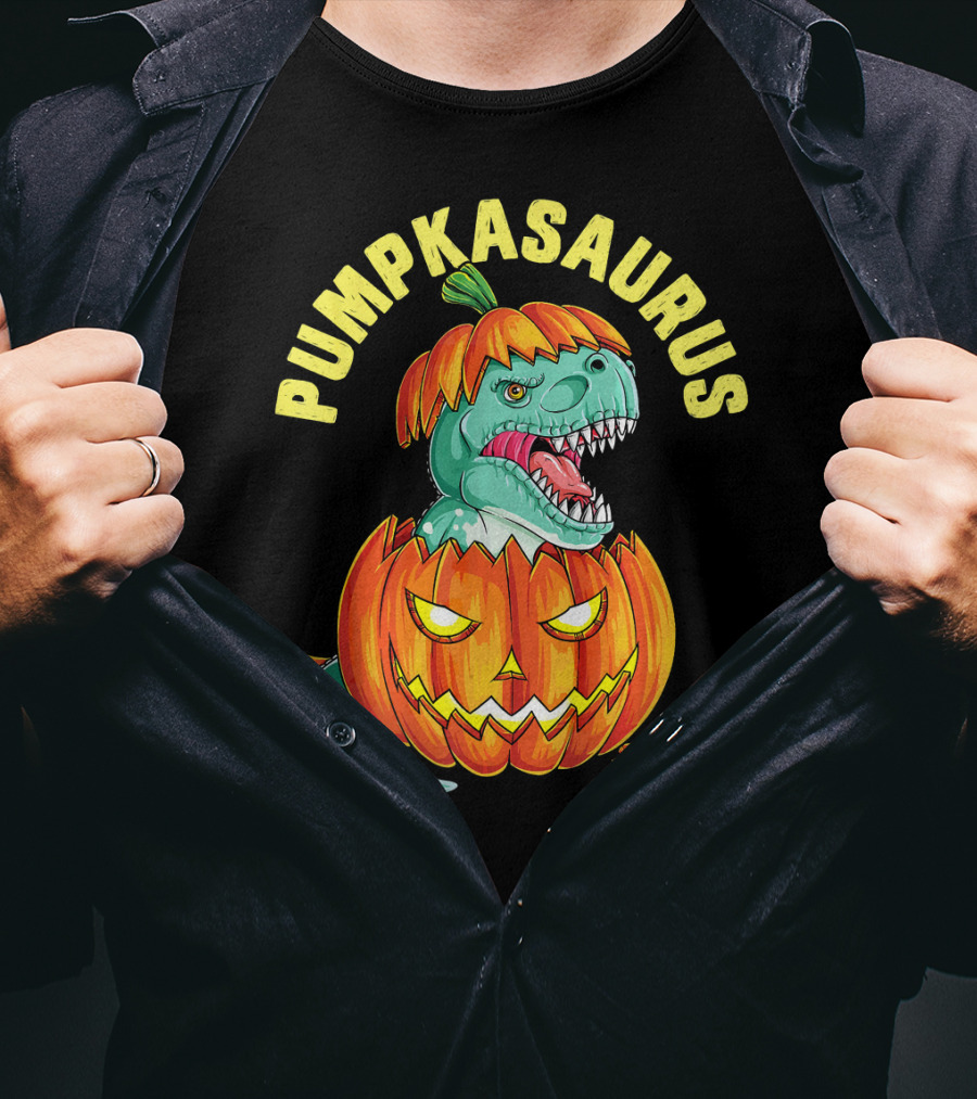 Halloween Kids Pumpkasaurus Dinosaur Pumpkin T-Shirt