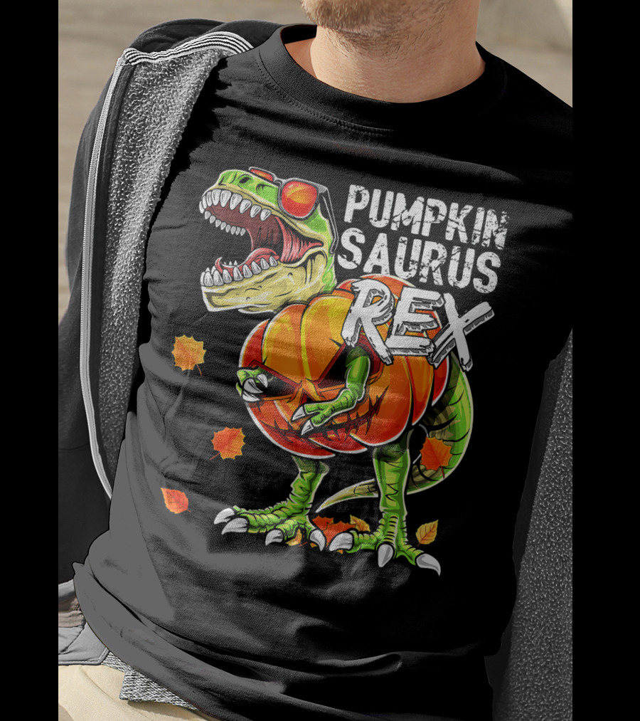 Pumpkinsaurus Rex Halloween Dinosaur Pumpkin Jack O Lantern T-Shirt