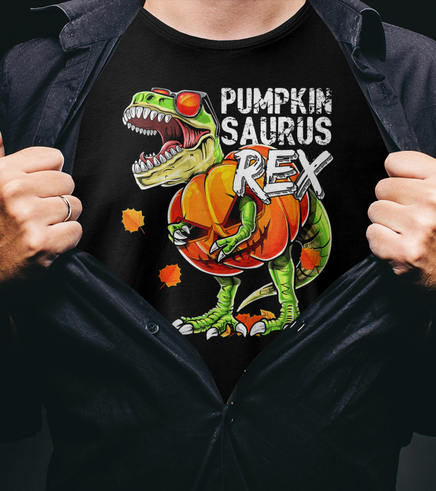 Pumpkinsaurus Rex Halloween Dinosaur Pumpkin Jack O Lantern T-Shirt