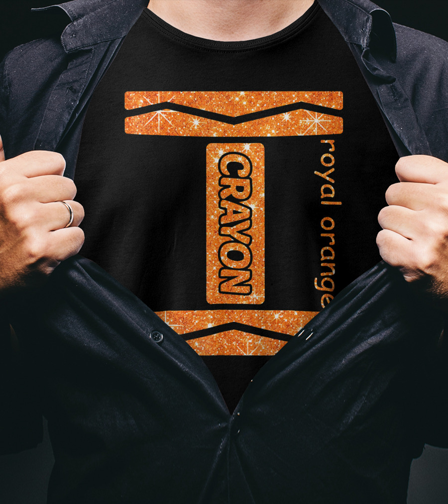 Royal Orange Crayon Halloween Couple Fri Sparkle T-Shirt