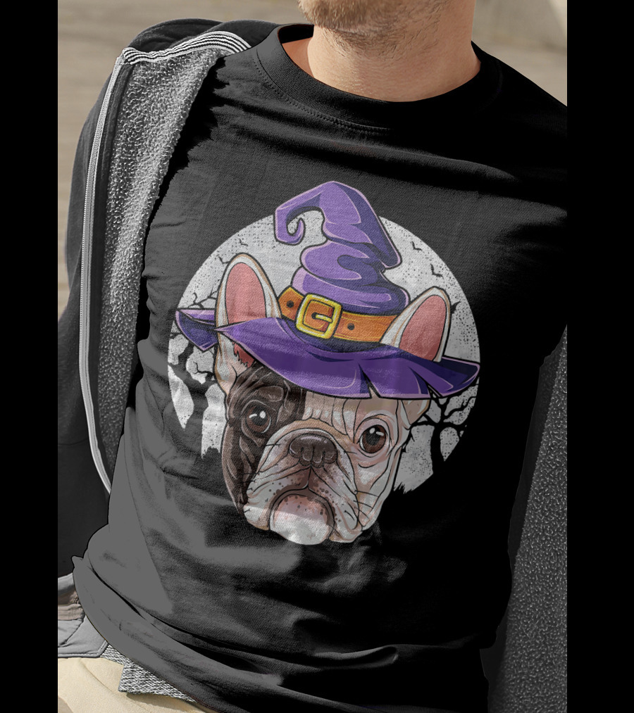 French Bulldog Halloween Witch Hat T-Shirt