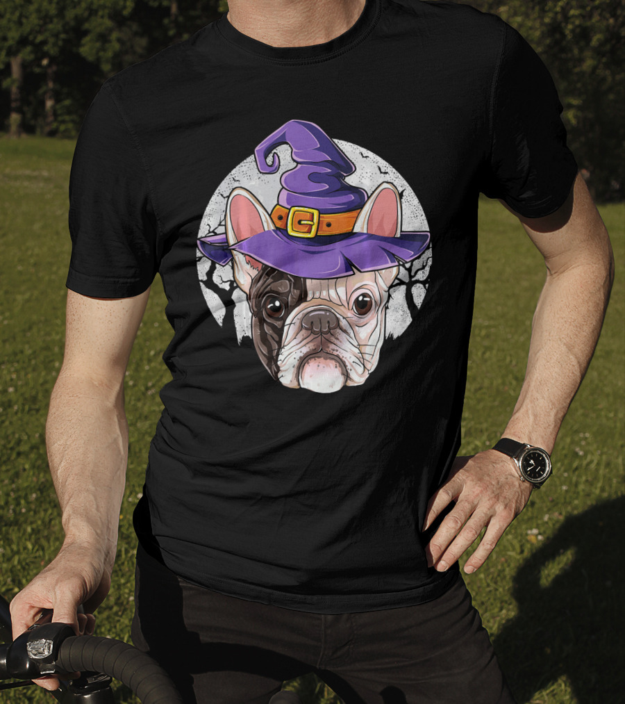 French Bulldog Halloween Witch Hat T-Shirt