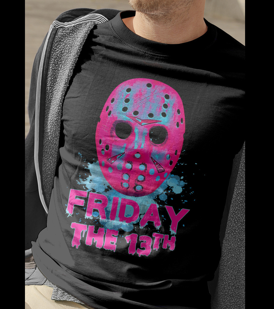 Friday The 13th Pink Neon Hockey Mask Horror T-Shirt
