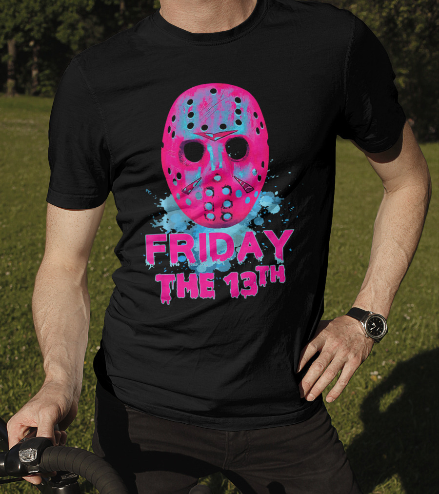 Friday The 13th Pink Neon Hockey Mask Horror T-Shirt