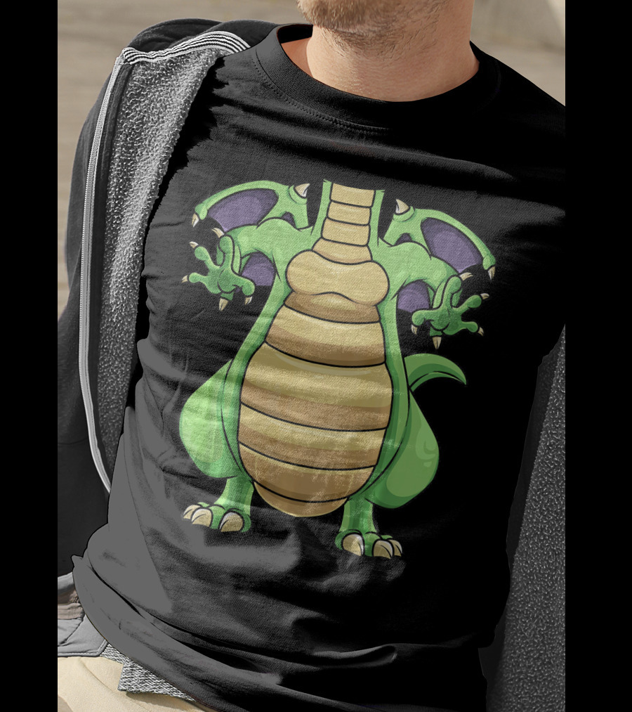 Cool Headless Dragon Retro Cartoon Style Green Monster T-Shirt