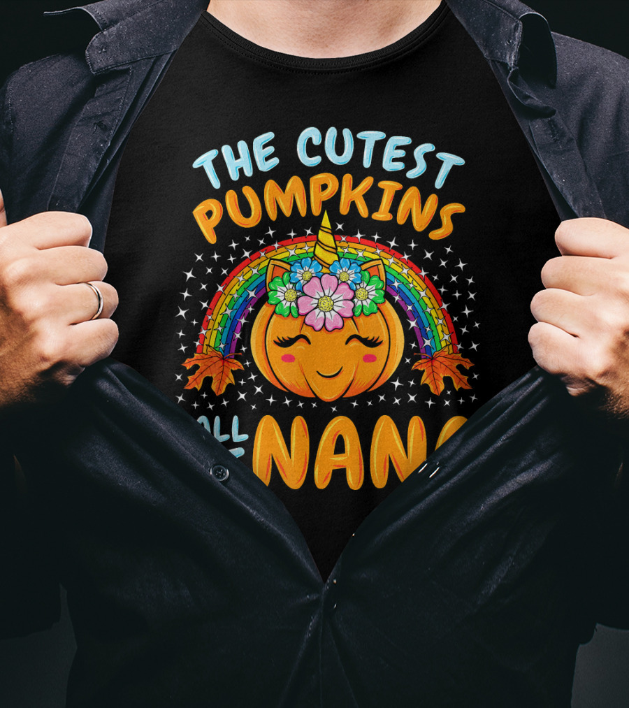 The Cutest Pumpkins Call Me Nana Pumpkin Unicorn Rainbow T-Shirt