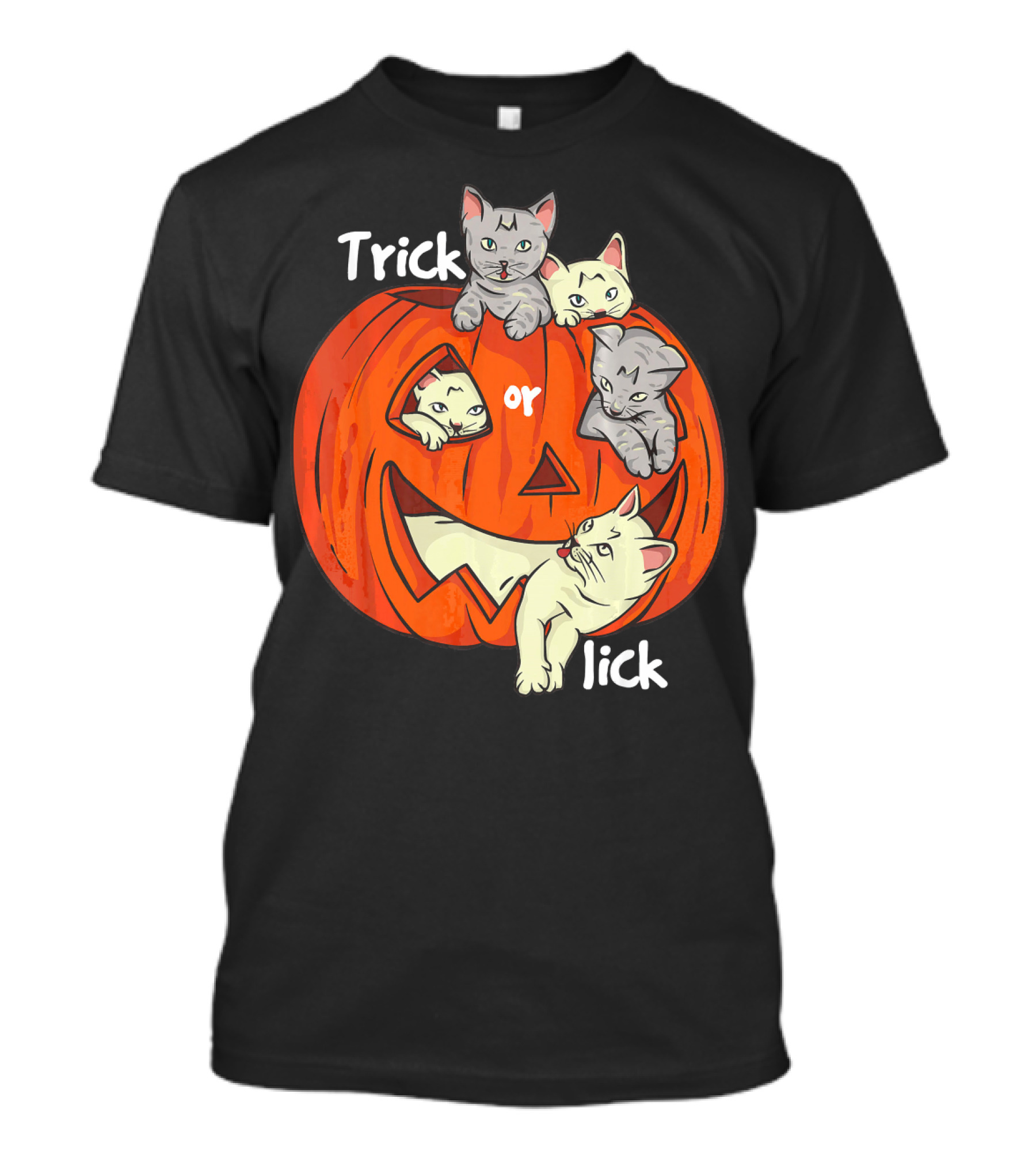 Trick Or Lick Cats In Carved Pumpkin Funny Cat T-Shirt