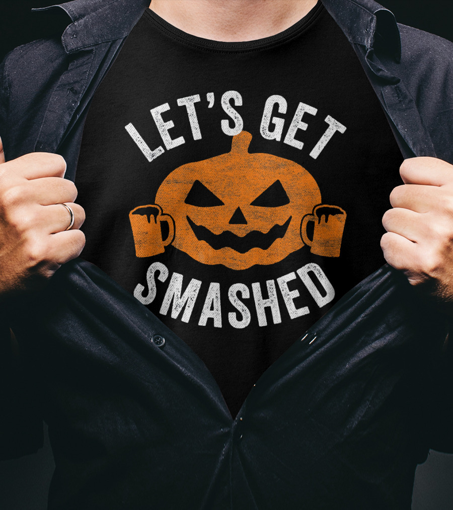 Let's Get Smashed Jack-O'-Lantern Halloween Drinking Mugs T-Shirt
