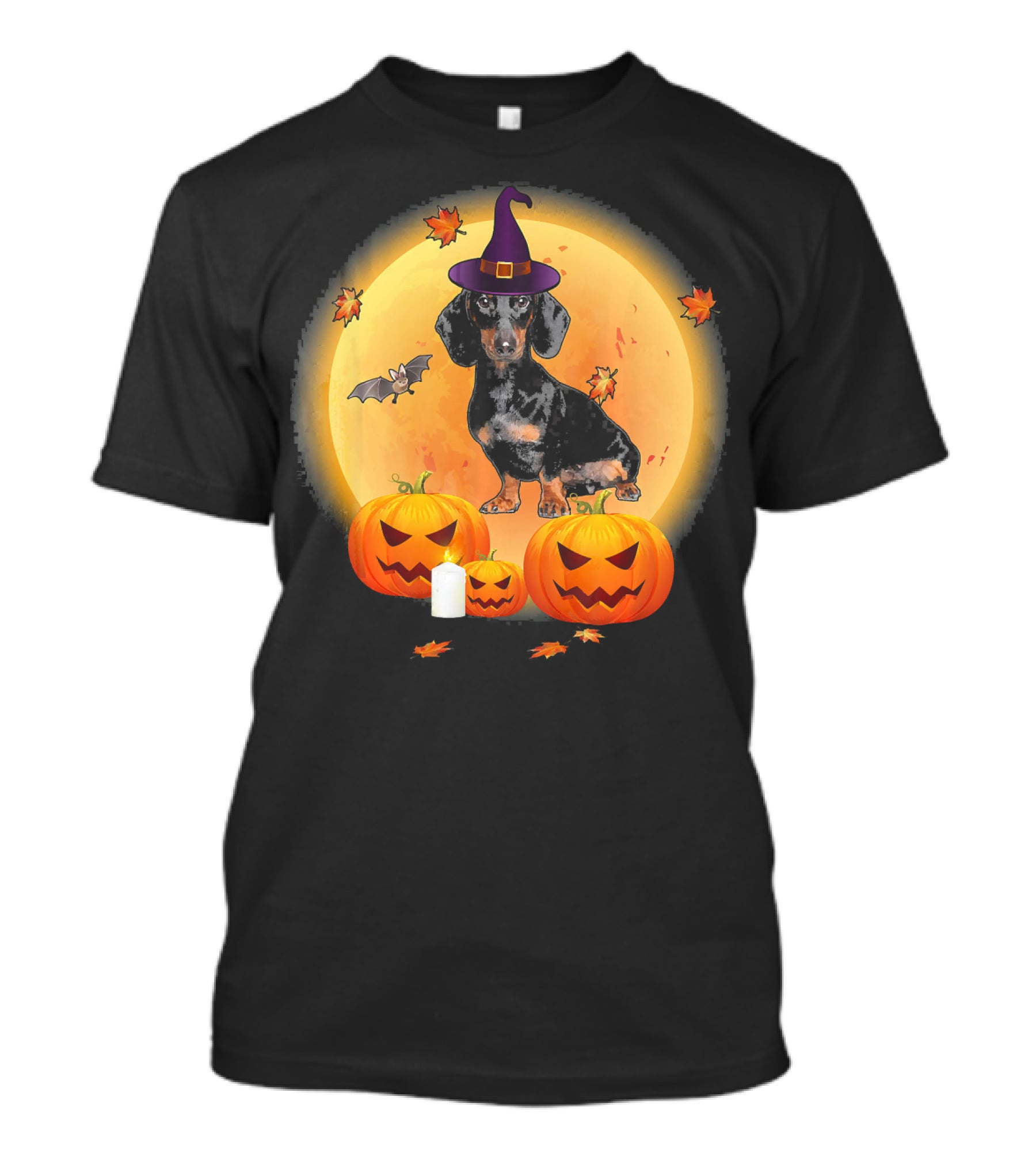 Halloween Dachshund Witch Pumpkin Fun T-Shirt