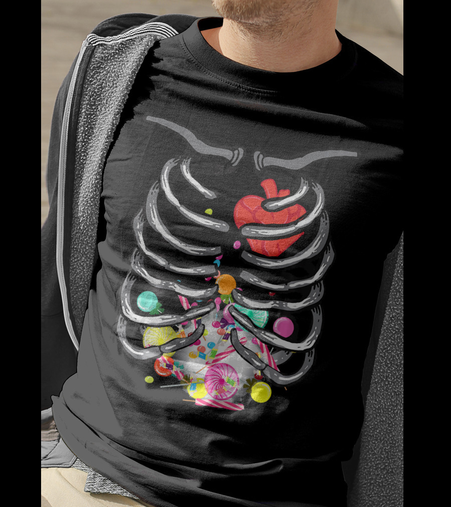 X Ray Skeleton Candy Heart Guts T-Shirt