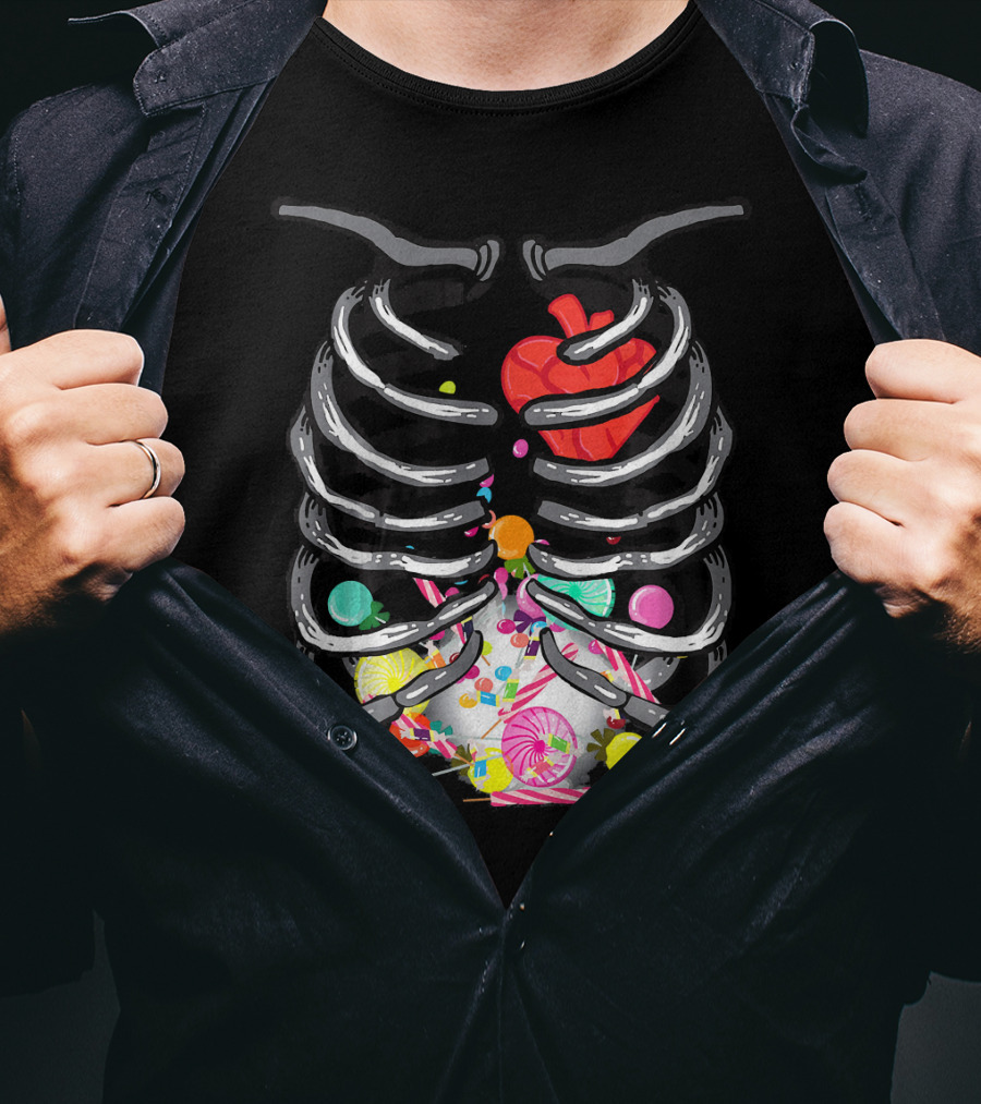 X Ray Skeleton Candy Heart Guts T-Shirt