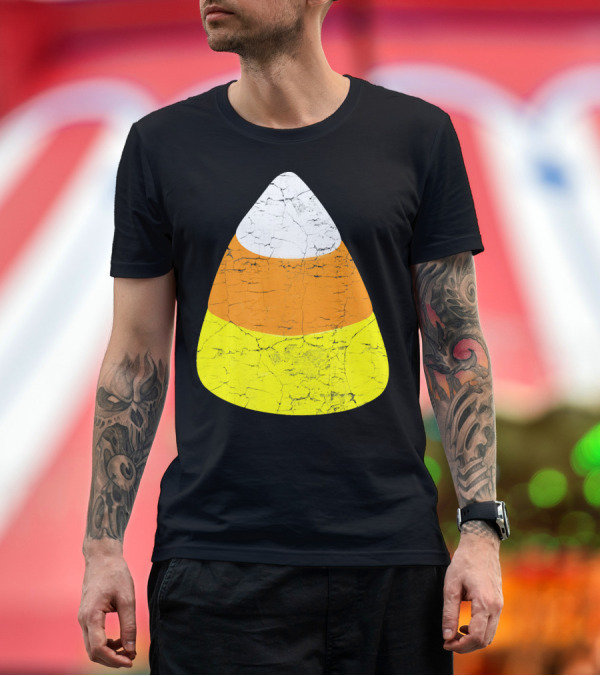 Premium T-Shirt: Halloween Candy Corn Vintage Crackle Texture T-Shirt Halloween Candy Corn Vintage Crackle Texture T-Shirt