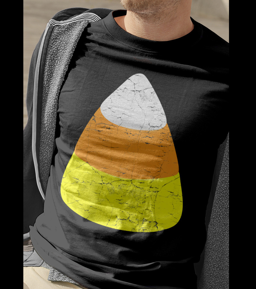 Halloween Candy Corn Vintage Crackle Texture T-Shirt