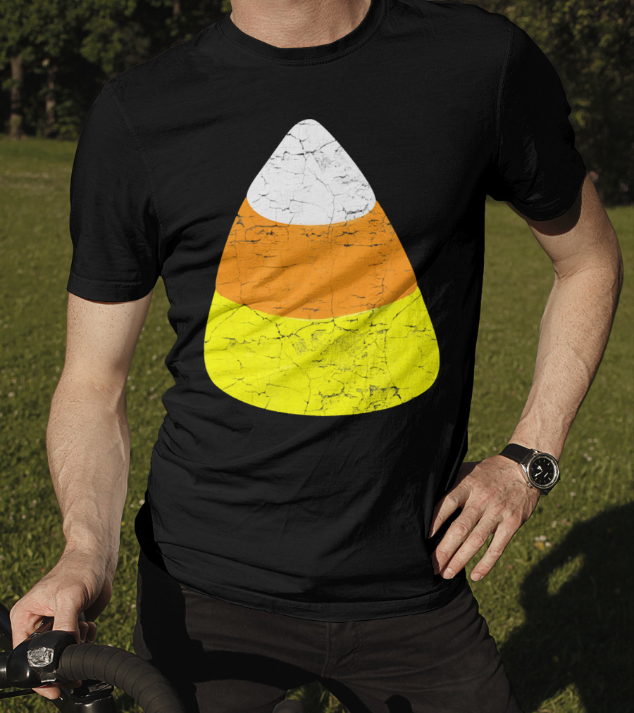 Halloween Candy Corn Vintage Crackle Texture T-Shirt