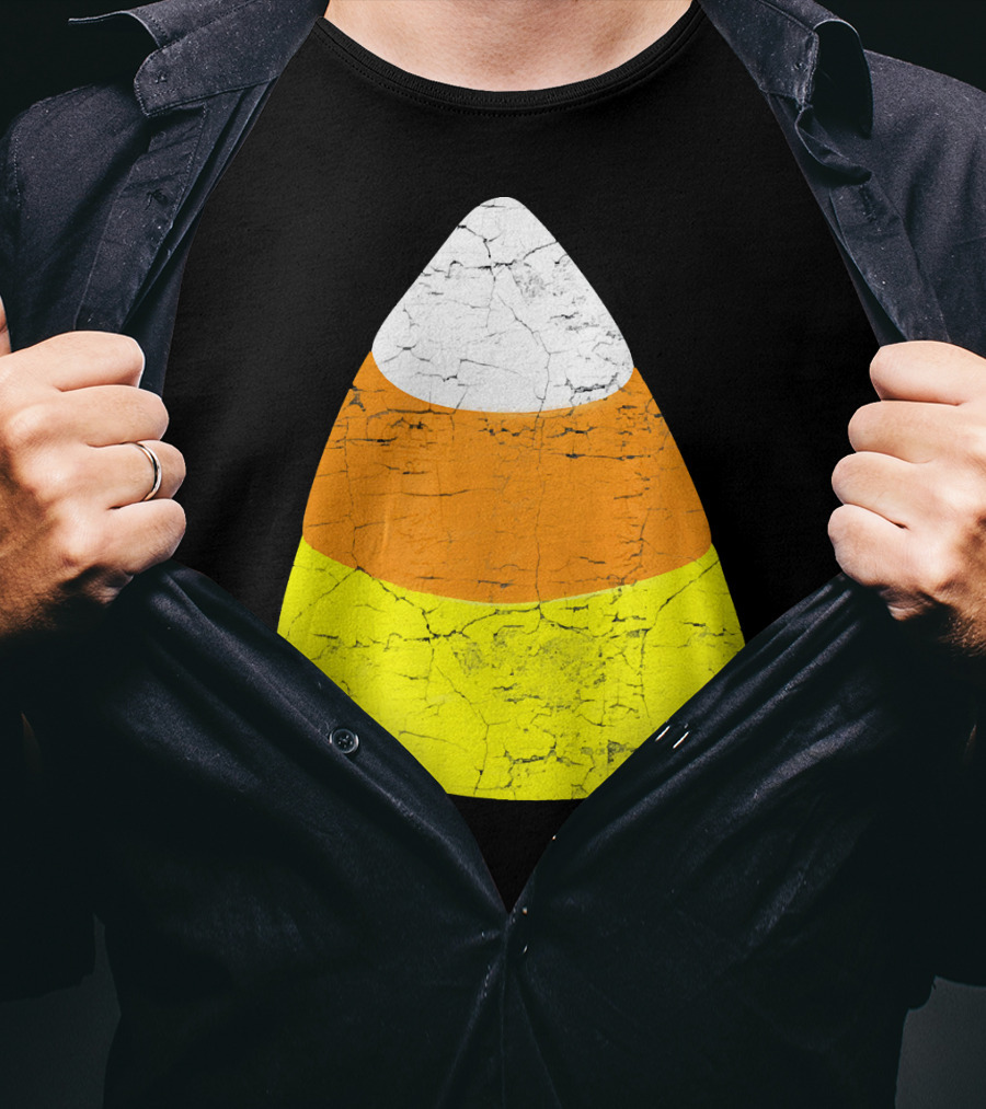 Halloween Candy Corn Vintage Crackle Texture T-Shirt