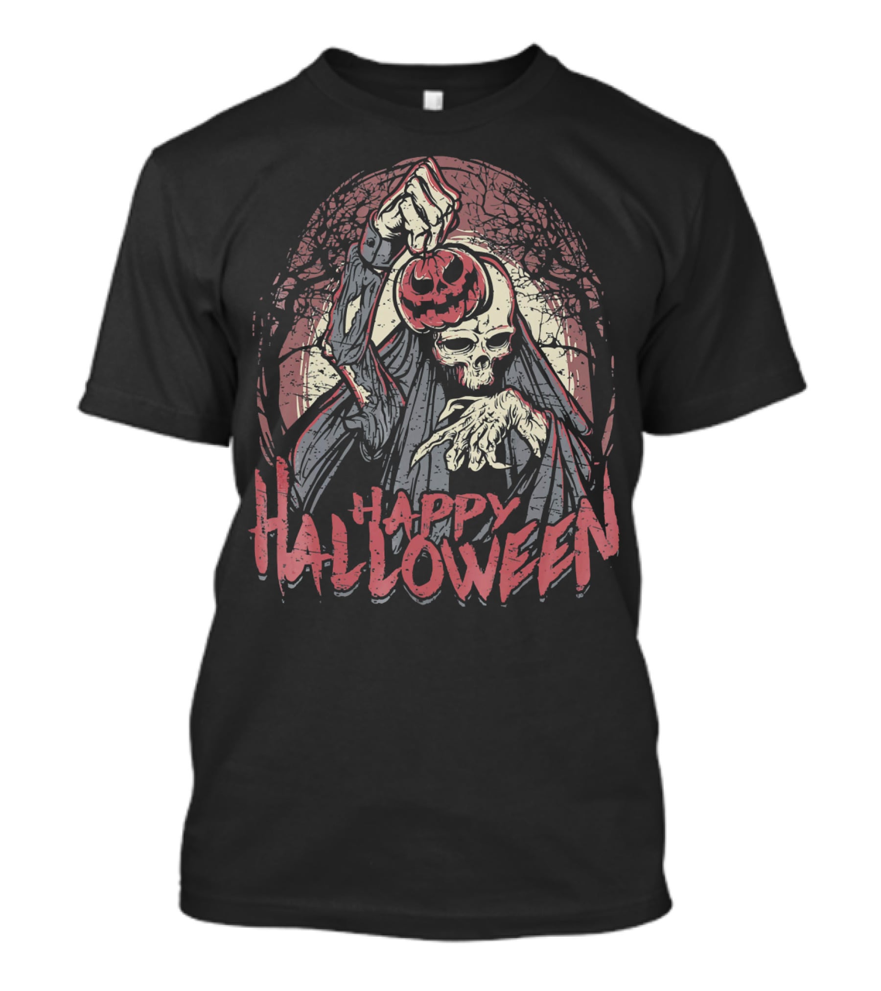 Halloween Scary Zombie Skeleton With Pumpkin Head T-Shirt