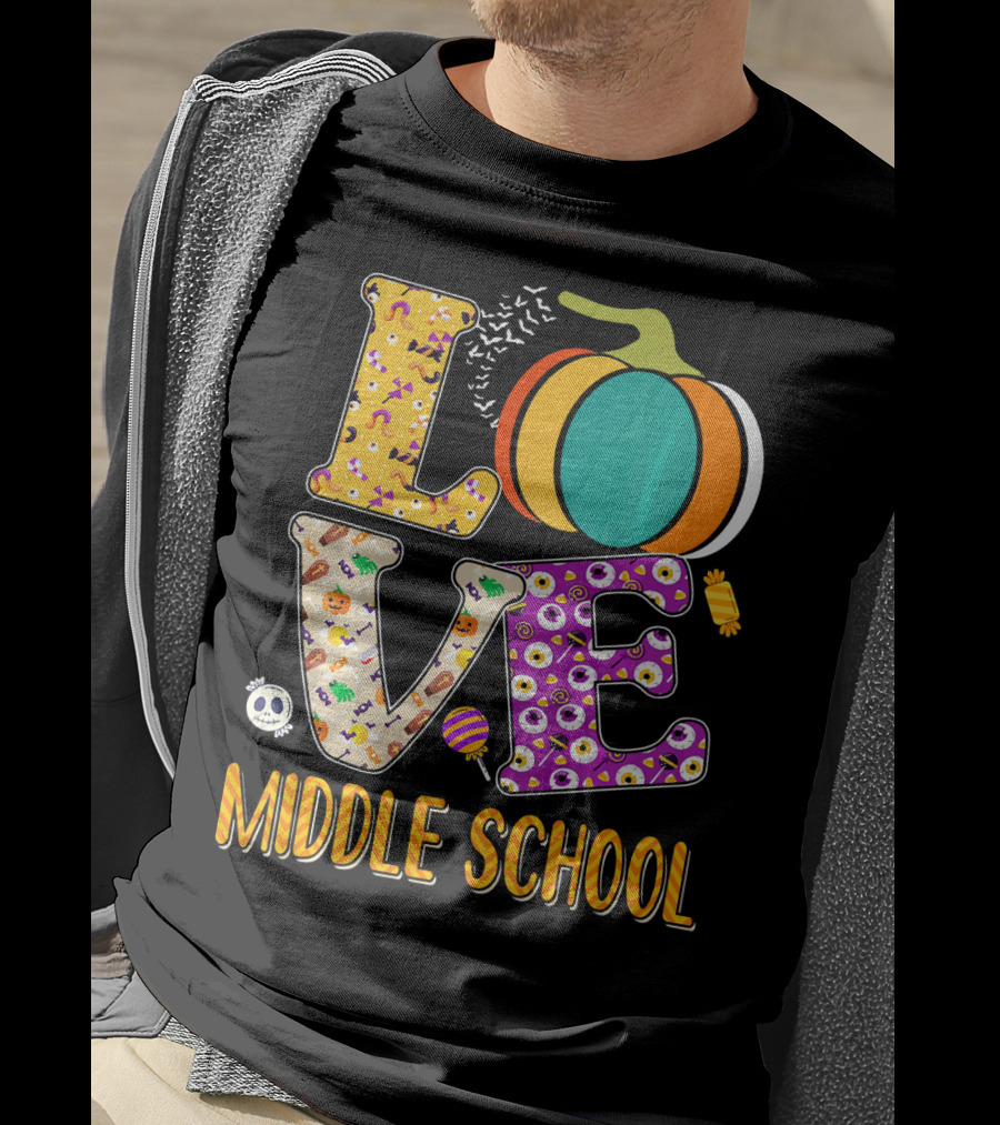 Love Middle School Halloween Pumpkin Fun T-Shirt