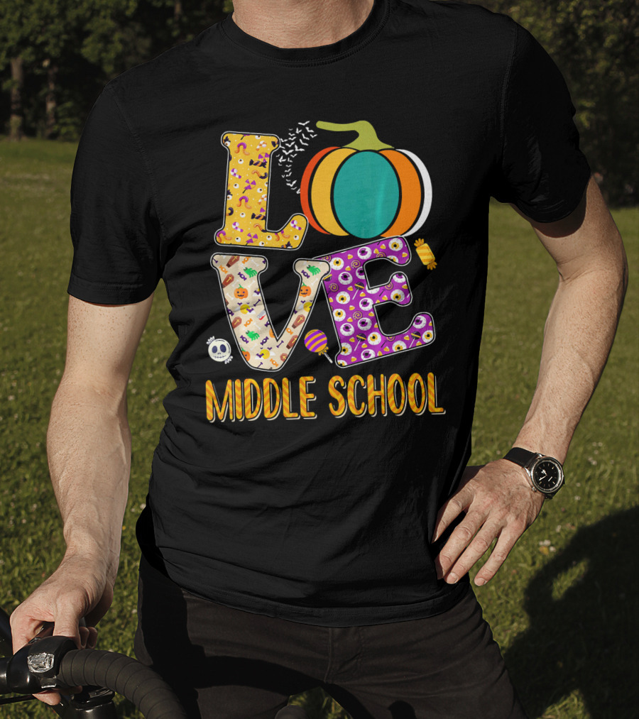 Love Middle School Halloween Pumpkin Fun T-Shirt