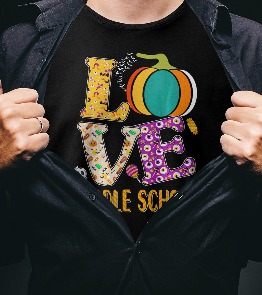 Love Middle School Halloween Pumpkin Fun T-Shirt