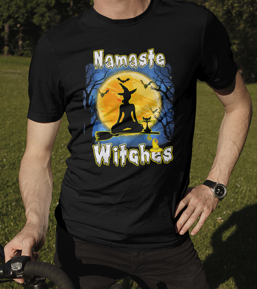 Namaste Witches Halloween Yoga Moonlight Meditation T-Shirt