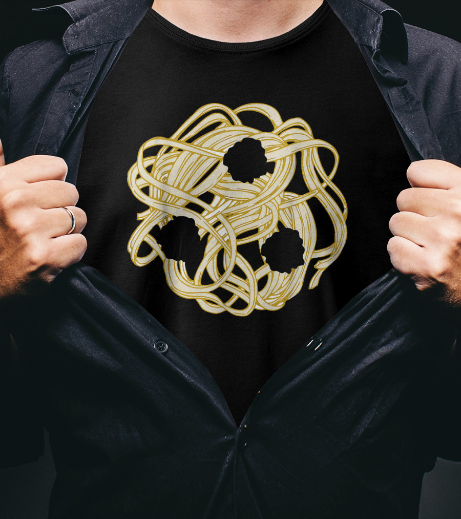 Funny Halloween Costume Spaghetti Meatball Face Plate T-Shirt