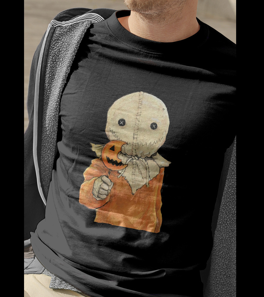 Trick R Treat Sam With Pumpkin Lollipop Cute Funny Halloween T-Shirt