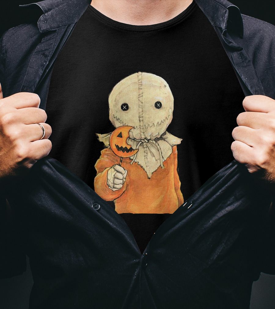 Trick R Treat Sam With Pumpkin Lollipop Cute Funny Halloween T-Shirt