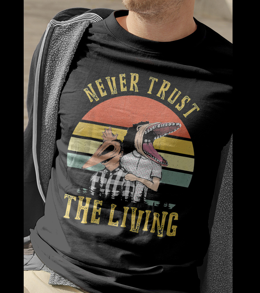 Never Trust The Living Retro Vintage Sun Beetlejuice Icons T-Shirt