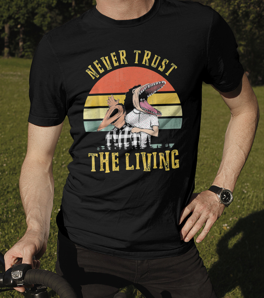 Never Trust The Living Retro Vintage Sun Beetlejuice Icons T-Shirt