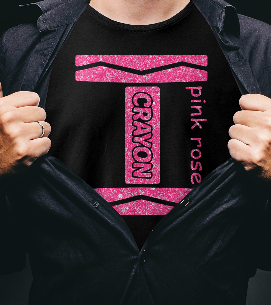 Pink Rose Crayon Halloween Couple Friend Costume T-Shirt