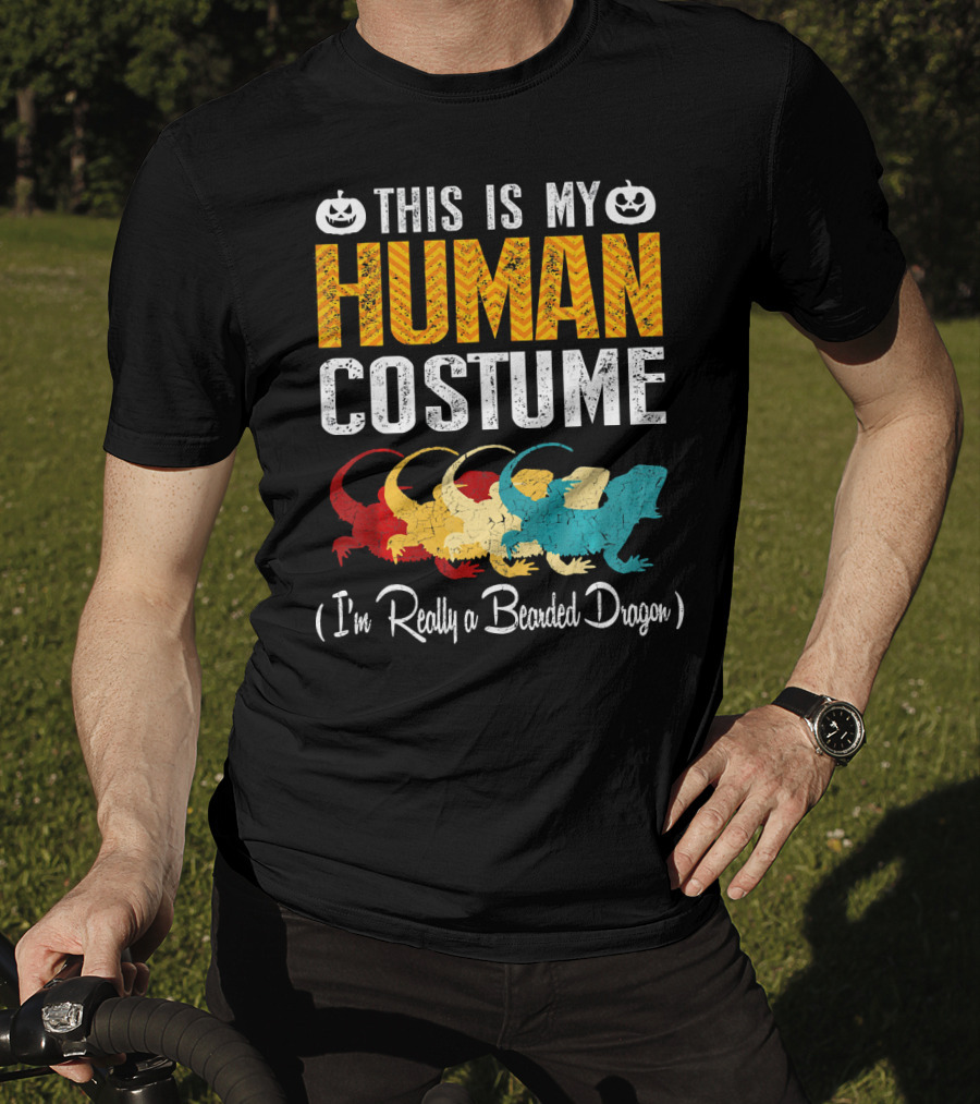 This Is My Human Costume I'm Really A Bearded Dragon Halloween Pumpkin T-Shirt
