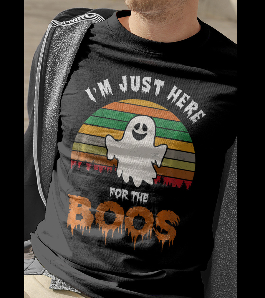 I'm Just Here For The Boos Ghost Retro Halloween T-Shirt